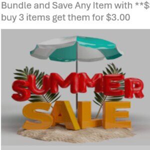 BUY 3 ITEMS GET THEM FOR $3.00 each. Save on shipping by bundling the items **$